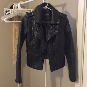 AE Faux Leather Black Jacket